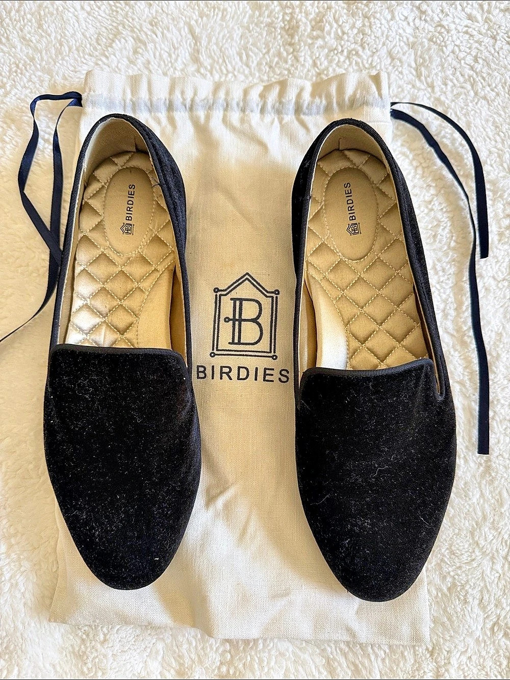 Birdies The Starling Black Velvet Loafers